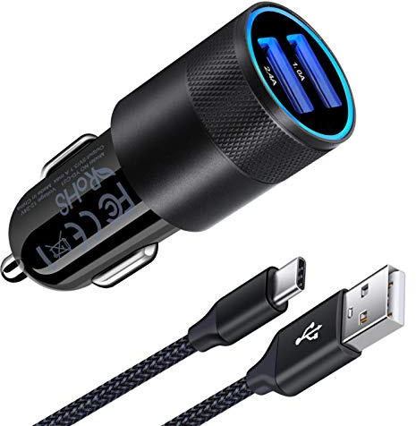 Samsung Car Charger, 3.4A Dual Port Fast USB C Car Charger Adapter with 6FT USB C Cable for Samsung Galaxy S26 Ultra/S25 FE/S24/S23/S22/S21/S20/A17/A16/A36/A56/A55/A15/A35/Z Flip6,iPhone 17 Pro/16/15