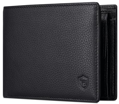 VON HEESEN Leder Geldbörse Herren mit RFID Schutz I Echtleder Geldbeutel für Männer I Münzbörse Portemonnaie Brieftasche Wallet Portmonee (Schwarz)