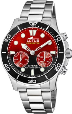 Lotus Uhr Smart Herren Hybrid Connected aus Edelstahl 316l | Analog-Smartwatch, Wasserdicht 10 ATM 18800/7, Musiksteuerung, Schrittzähler, Anrufbenachrichtigung und -ablehnung