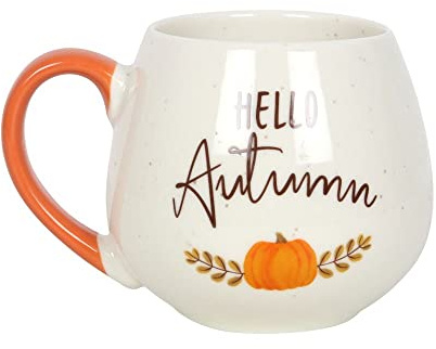 Abgerundete Tasse mit Aufschrift Hello Autumn, Keramik