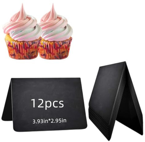 12 Stück Kunststoff Buffet Schilder, V-Form Kreidetafel Klein Mini Kreidetafeln zum Beschriften Preisschilder Aufsteller für Bäckerei, Namensschild für Hochzeit, Tischkarte 7.5 x 10cm (V Form)
