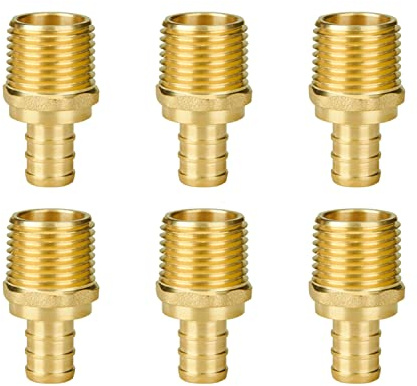 SUNGATOR 6-Pack 1/2 NPT to 1/2 PEX Male Adapter, No Lead Brass, NSF, UPC Certified
