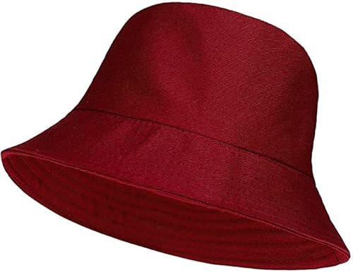 ZRWASKA® Cappello da pescatore unisex reversibile da uomo, da donna, in cotone, per caccia, campeggio, escursionismo, viaggi, pesca, calcio, estate, sole, tinta unita, dimensioni 56-58 cm, Bordeaux