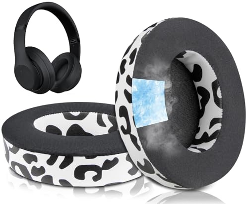 SoloWIT Replacement Ear Pads Cushions for Beats Studio 2 & Studio 3 Wired & Wireless Headphones, Earpads with High-Density Noise Isolation Foam - Studio CG Snow Leopard