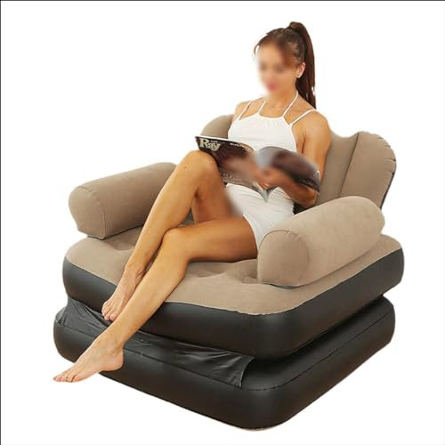 ZMIN Aufblasbares Sofa – multifunktionales 5-in-1-aufblasbares Sofa mit L-förmiger Armlehne, Outdoor-Lazy-Sofa für Erwachsene, aufblasbares Bett, praktischer Faltbarer Liegestuhl,A,198 * 70 * 20cm
