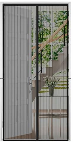 Hommtina Magnetischer Fliegengittertür, Türnetz mit Magnet für Vorder- und Rückseite, Terrasse, Balkon, freihändige Trennwand, Insektenfrei, strapazierfähig, 94 x 200 cm, Schwarz