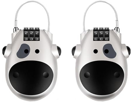 Cable Lock, 2 Pack Silver Cow Bike Lock Cable, 3 Digit Code Cycling Locks, 70cm Retractable Helmet Lock for Bicycle, Motorcycle, Stroller, Luggage, Backpack