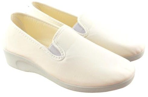 Calsán - Zapatillas Cerradas de Lona con elásticos Laterales y cuña de Goma.493327 Tela Mujer Color: Blanco Talla: 38