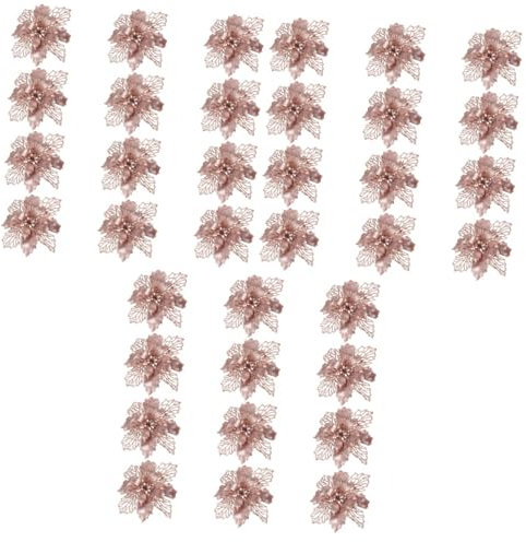 STOBAZA 3sätze Teiliges Glitzernde Weihnachtsbaum-Pendants Künstlichen Blumen Roségold Dekorative Hängende Ornamente Für Festliche Feiern Und Winterdeko