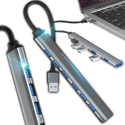 Retoo 7 puertos USB HUB Splitter, 7 x USB 2.0, 1 x USB 3.0, distribuidor múltiple, divisor para Surface, Dell, Thinkpad, USB Stick, Mobile HDD, Desktop PC
