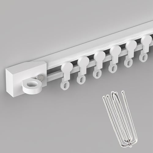Carril de cortina deslizante autoadhesivo montado en el techo con ganchos de rodillo para un funcionamiento fluido 3,5 m (3,5 m) Instalación de pared o techo Ideal para separadores de habitaciones o