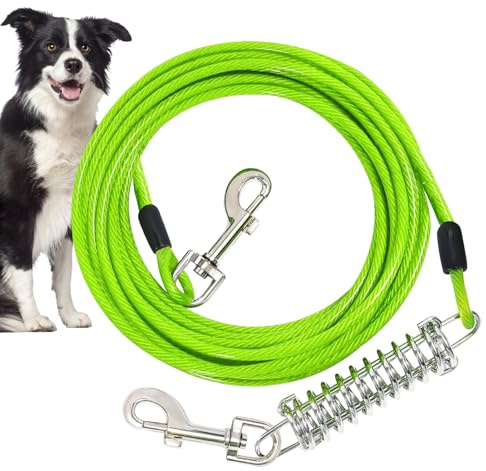 15m Hofleine für große Hunde,Bissfeste Hundeleine für Mittlere und Große Hunde, Kausichere Hundeleinen mit Anlegepflock mit Stoßdämpfender Feder & 360° Drehhaken.