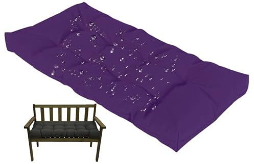 Waterproof Outdoor Bench Cushion 8cm Thick Swing Seat Pad for Garden Furniture with NonSlip Straps Comfortable Hollywood Swing Cushion Purple 150x60cm
