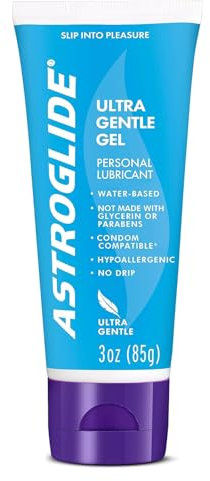 Astroglide Water Based Ultra Gentle Gel Lubricant, 85g, Stays Put with No Drip, Suitable for Men, Women and Couples, Unflavoured Lube