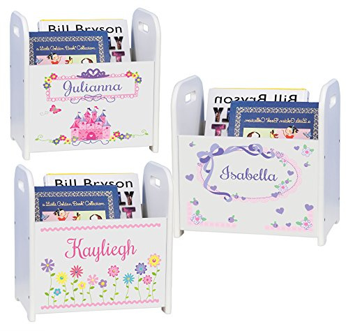 My Bambino Personalized Child's White Book Storage Magazine Rack Bin Nursery- Girl's | Baby Shower & Nursery Gift