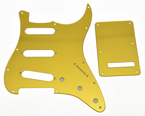 KAISH 11-Loch ST/Strat-Style Schlagbrett HSS mit ST-Rückplatte Tremolo-Abdeckung für USA/Mexico Stratocaster/Strat Gold-Spiegel 1-lagig