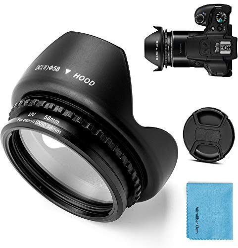 Fotover 58mm Metal Filter Adapter Ring mit UV für PowerShot SX30 IS/SX40 HS/SX50 HS Digital Kamera Ersatz Canon FA-DC67A Adapter + Tulip Blume Gegenlichtblende