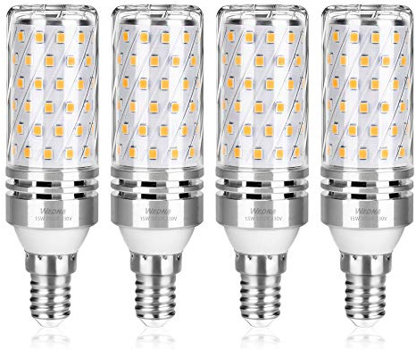 WEDNA 15W LED Mais Glühbirne, E14 Warmweiß 3000K 1700LM, Entspricht Glühlampen 120W, Nicht dimmbar Kleine Edison-Schraube Kerze Leuchtmittel - 4 Stück