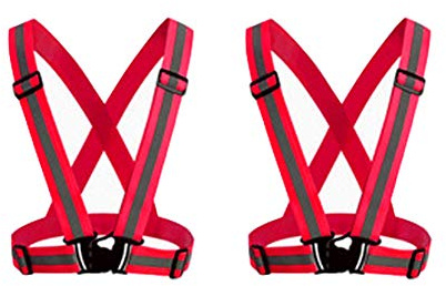 HYCOPROT Gilet de sécurité réfléchissant pour Adultes/Enfants, Veste de Gilet de Travail réglable Haute visibilité, équipement de Sport Haute visibilité pour Le Jogging, Pack de 2 (Rouge)