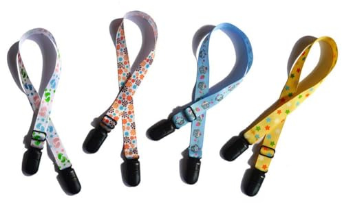 4 clip regolabili per tovaglioli fermagli per bavaglini fermagli per fissare tovaglioli fermagli flessibili per asciugamani tovaglioli cordino da collo per bambini adulti anziani Colore Casuale