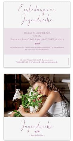 Kartenmachen.de Personalisierte Jugendweihe Einladungskarten individueller Text und Foto Quadrat 148x148mm - Frühlingszauber