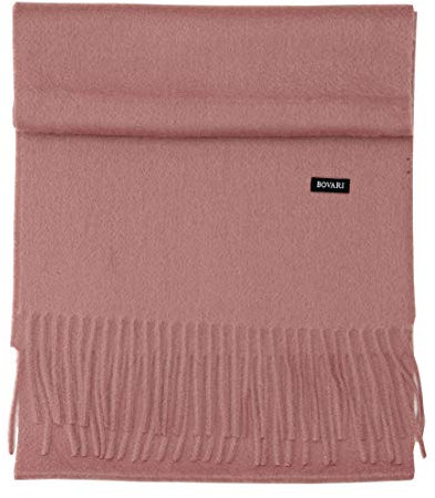 Bovari Kaschmir Schal Damen – 100% Kaschmir/Cashmere – Premium Qualität – klassisch/elegant/zeitlos -180 x 31 cm - viele Farben (Rosa/ash rose)