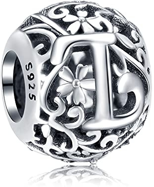 Annmors Damen Buchstabe A-Z Charms für Armband 925 Sterling Silber Anhänger Vintage Alphabet Bead Buchstabieren Sie das Wort Sammlung