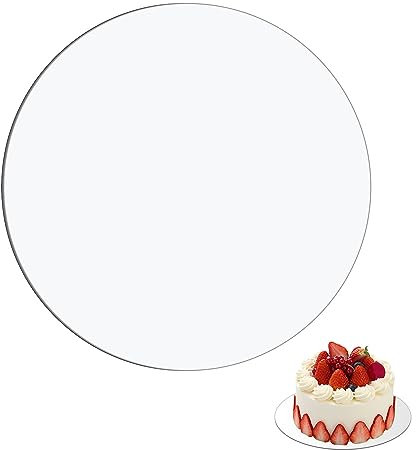 DRERIO 2 Pcs Acrylic Cake Discs Round Cake Boards 16cm Acrylic Cake Panel Clear Cake Plates Small Plastic Dessert Plates Transparent Circle Cake Bases Cake Sheets for Wedding Birthday Cakes