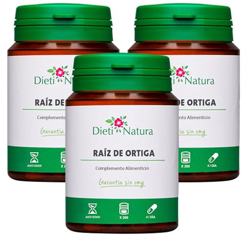 Dieti Natura Raíz de Ortiga Pack de 3 - Complemento para Promover la Eliminación Urinaria - Extracto de Hoja de Ortiga que Favorece la Función Renal - Garantía sin OGM (Grande)