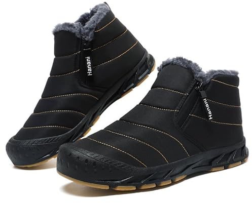 ziitop Botas De Invierno Para Hombre Con Forro CáLido Botas de Nieve Con Cremallera Botas De Cañ A Corta Planas De Invierno Para Exteriores CóModas y Antideslizantes Negro 45 EU