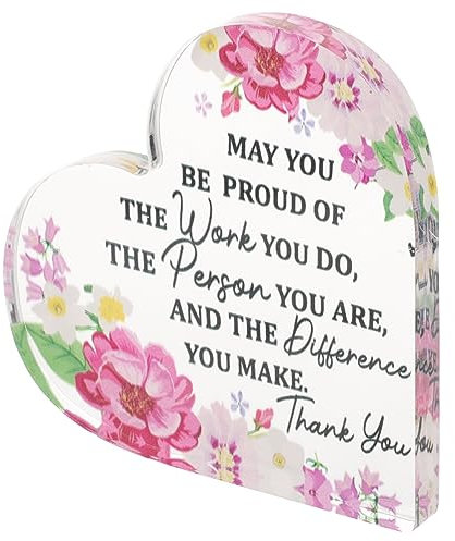 MAGICLULU Acryl-herzschild Transparentes Dankeschön-schild Tischdekoration Mit Flacher Unterseite Inspirierendes Geschenk Mit Klaren Wörtern Und Mustern
