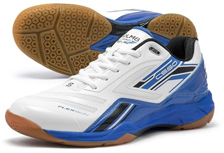 CS50 Lightweight Pickleball Court Shoe with Non Marking Rubber Sole Suitable for Indoor and Badminton Sport White Blue