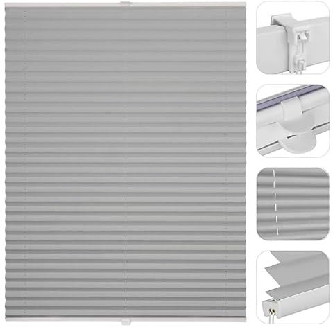 Plissee Klemmfix ohne Bohren 50 x 170 cm Kleben ohne Bohren zum Fensterrahmen Plisees ohne Bohren Blickdicht, inkl Befestigungsmaterial, für Schlafzimmer Badezimmer, Hellgrau