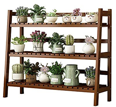 Växtställ i trä, Utomhusträdgård Inomhus Balkong Förvaringsställ, Stående Planteringsbord Trästege Planteringsställ, 80cmx100cm