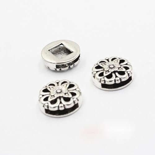 VGHJYNM 20 Stück modische Blumen-Schiebeperlen aus Metall für Armbänder, Halsketten, DIY-Zubehör, 16 x 6,5 mm, Stil 4