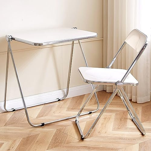 Faltbares Acryl-Tablett Tisch und Hocker Set - Moderner Beistelltisch mit Stuhl für Wohnzimmer, Schlafzimmer, Küche, Outdoor - Klappbarer Palettentisch und Stuhl Set