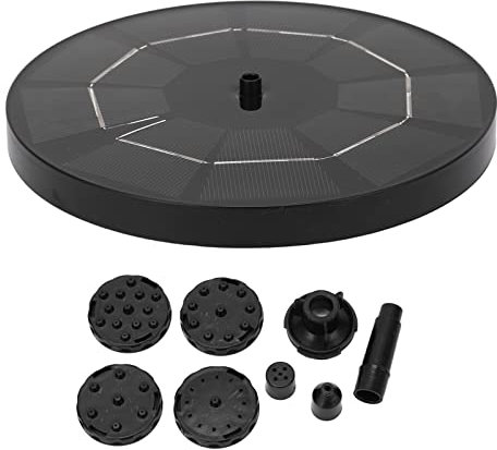Springbrunnenpumpe, Tyenaza Solar-Springbrunnenpumpen-Set für den Außenbereich, für Teich, 3 W, Durchmesser 180 mm, maximale Höhe 70 cm, mit 6 Düsen