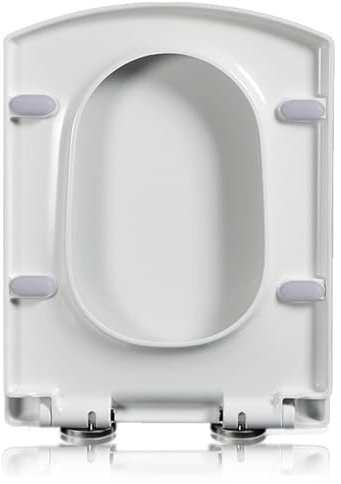 Quadratischer Toilettensitz und Deckel, weißer Soft-Close-Sitz mit Schnellverschluss, einfache Befestigung oben, Sitze aus robustem PP-Material, verstellbare Scharniere aus rostfreiem Stahl,03A