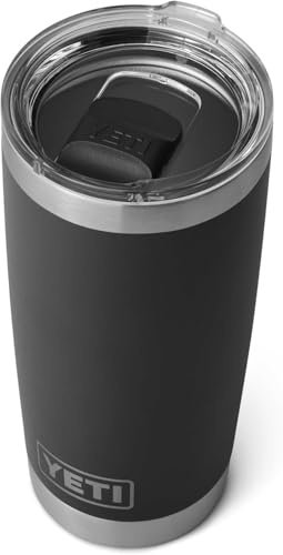 YETI Rambler Thermobecher 20 oz (591 ml) Schwarz – Kaffeebecher To Go, Thermotasse aus Edelstahl mit Stronghold Deckel, Isolierbecher