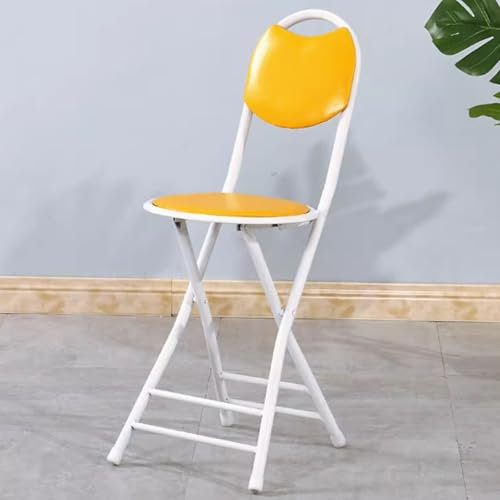 Sgabello da Bar Pieghevole con Schienale e Piedini Antiscivolo, Altezza 76cm (1 X Sgabello, Nero)(Yellow)