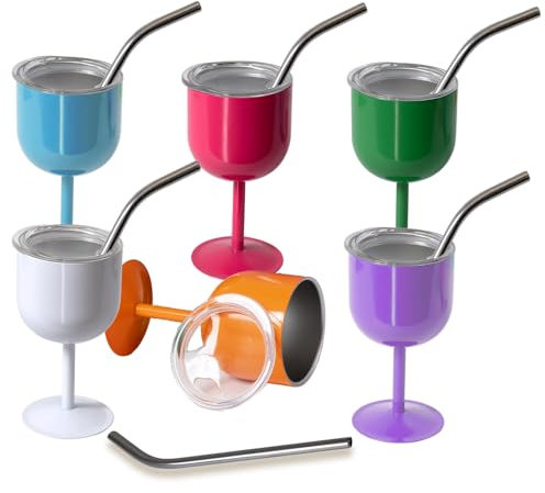ZREGGUR Mini-Schnapsglas mit Strohhalm und Deckel, 6 Stück, Sublimationsglas, Edelstahl, Mini-Schnapsgläser mit Deckel und Pinsel, für Hochzeit, Party, Whiskey, Cocktailbar, 6 Farben