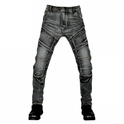 RCLONGEU Motorradhose Herren, Motorrad Jeans Herren mit Protektoren, Jeans Herren Motorrad, Motorrad Hose Trekkinghose (S,Grey)