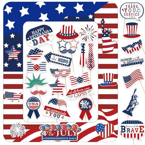 Amerika Foto Requisiten USA aufblasbarer Foto Rahmen Patriotische Party Deko Fotorahmen 27 STK. Fotorequisiten Unabhängigkeitstag Dekoration für 4. Juli Tag Amerikanische Party Supplies