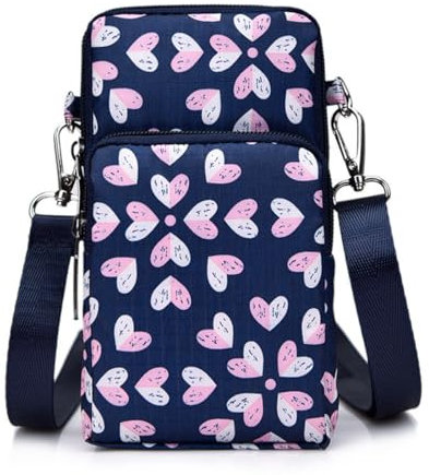 JEYORZY 1 pcs Borsa a Tracolla da Donna in Nylon, Mini Cellulare Portafogli Donna con Tracolla Borsa Porta Cellulare, Borsa Per Telefono con Cinturino, Tasca per Cellulari, Borsa Messenger Donna