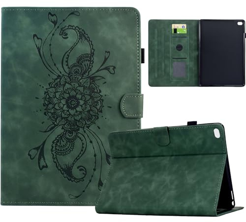 Custodia per iPad 6a /5a Generazione 9,7 Pollici 2018/2017 / iPad Air 1 2013/Air 2 2014 - Cover Folio in Pelle Protettiva Case con Auto Sonno/Sveglia e Supporto - Verde
