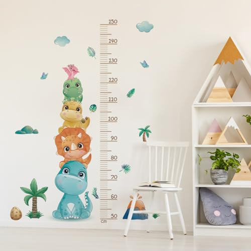 Ueiwffzo Messlatte Kinder Dinosaurier Wandaufkleber, DIYkinder Höhe Diagramm Wandbild Wandsticker Wanddeko Für Mädchen Junge