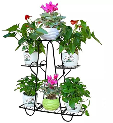 Soporte para plantas de hierro de estilo europeo, estante de flores multicapa para balcón y sala de estar, estante interior, elegante mueble de exhibición de flores tipo suelo
