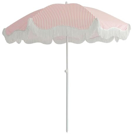 Ombrellone da Spiaggia Portatile 200cm con Frange & Borsa - UPF 50+ Regolabile per Giardino, Terrazza, Piscina, Balcone - Leggero E Resistente (Senza Base)