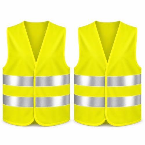 TK Gruppe Timo Klingler 2X Warnwesten ISO 20471 - Pannenweste 2026 Unfallweste Pkw Sicherheitsweste Weste Neongelb reflektierend Auto, Pkw, LKW - Autozubehör (2X Warnweste gelb)