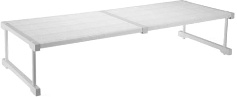 HARFINGTON Expandable Cabinet Tension Shelf 34.25 to 42.52 Adjustable Cabinet Organizer 22 x 16.54 Flower Pattern Table Storage Rack for Wardrobe Cupboard Kitchen Bedroom